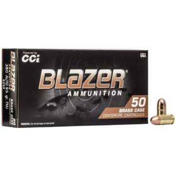 CCI Blazer Brass Handgun Ammunition .380 ACP 95 gr FMJ 945 fps 50/box