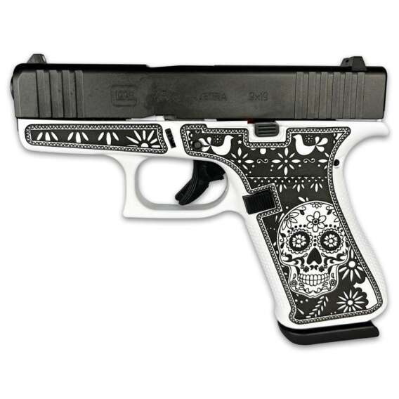 Glock 43X Custom "Sugar Skull White & Black" Handgun 9mm Luger 10rd Magazine 3.41" Barrel