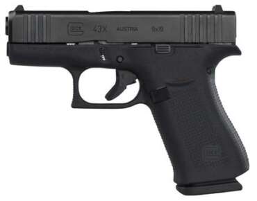 Glock Model 43X Handgun 9mm Luger 10rd Magazine 3.41" Barrel Black Slide Fixed Glock Sights