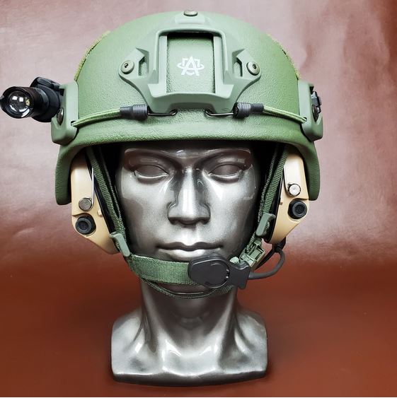 MICH/ACH Ballistic Helmet Army Green on head