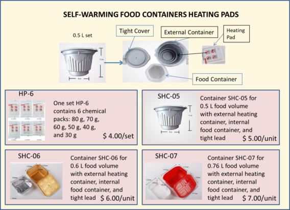 Self Waring Food Containers Heating Pads